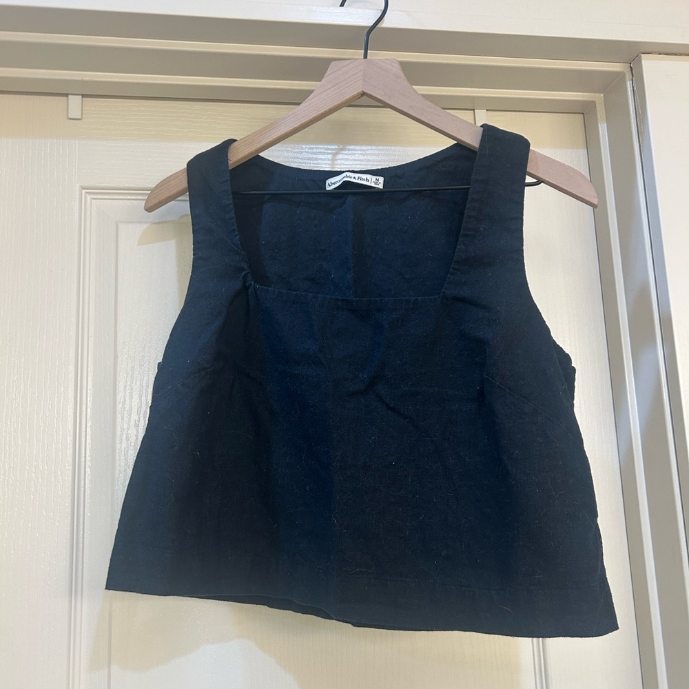 Abercrombie linen square neck cropped blouse